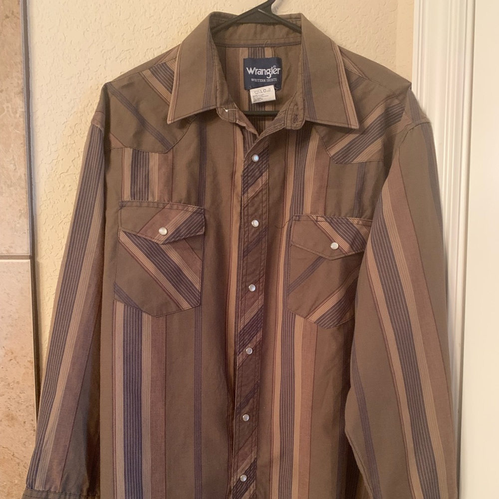 Mens Wrangler Western Pearl Snap Button Down 16.5 x 34
